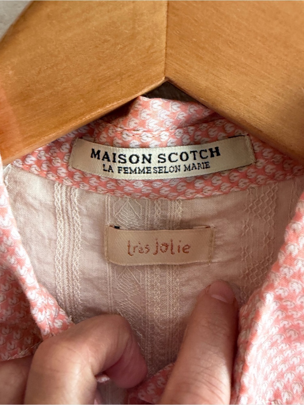 MAISON SCOTCH La Femme Selon Marie Peach Gingham Button Down - Picture 4 of 7